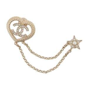 CHANEL Pearl Logo Brooch